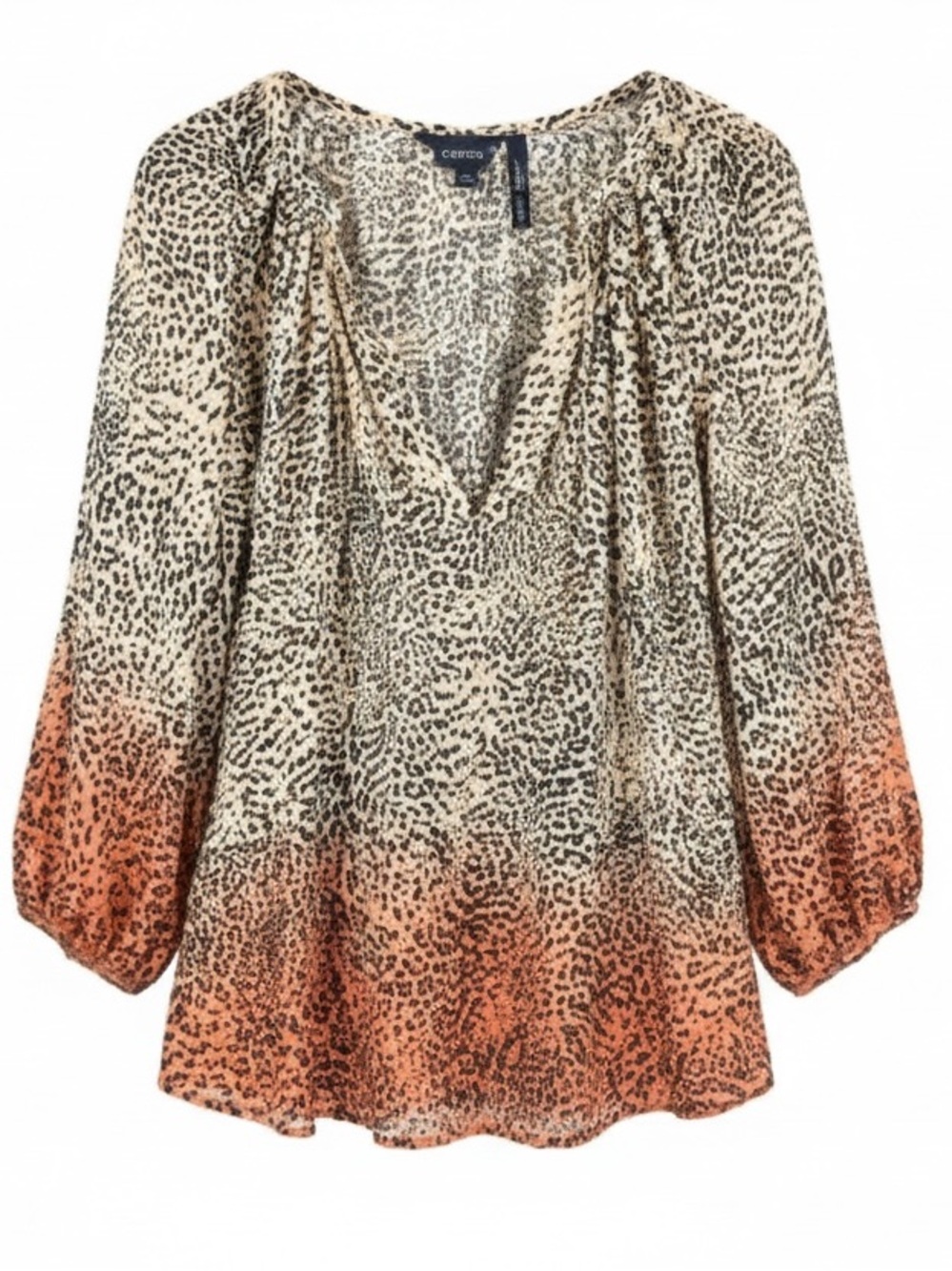 Zac & Rachel Ombre Leopard Print Blouse 1X Orange